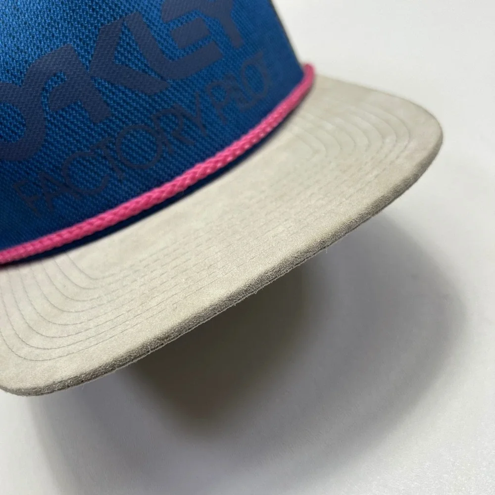 Oakley Factory Pilot Rope Hat Blue Grey Pink Snapback Trucker Cap Mesh SP15‎